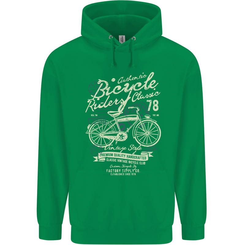 Bicycle Rider Classic Cyclist Funny Cycling Childrens Kids Hoodie Irish Green