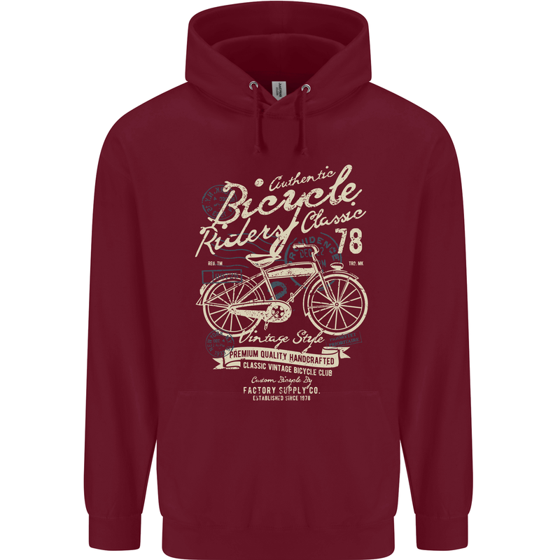 Bicycle Rider Classic Cyclist Funny Cycling Childrens Kids Hoodie Maroon