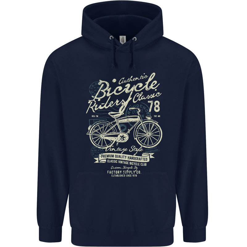 Bicycle Rider Classic Cyclist Funny Cycling Childrens Kids Hoodie Navy Blue