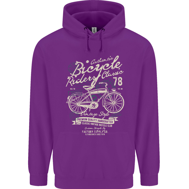 Bicycle Rider Classic Cyclist Funny Cycling Childrens Kids Hoodie Purple