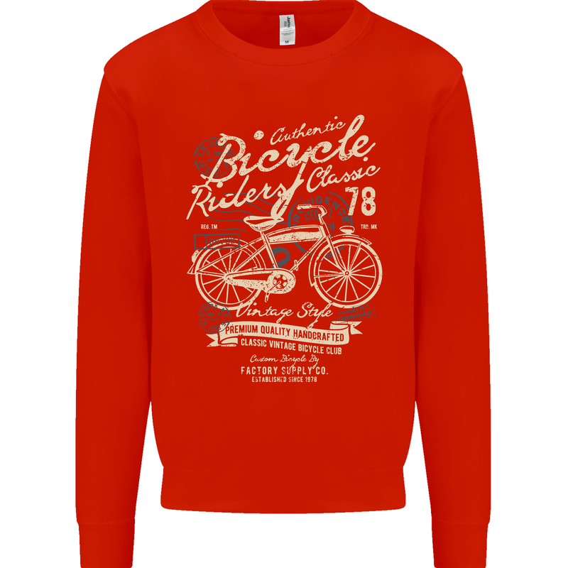 Bicycle Rider Classic Cyclist Funny Cycling Mens Sweatshirt Jumper Bright Red