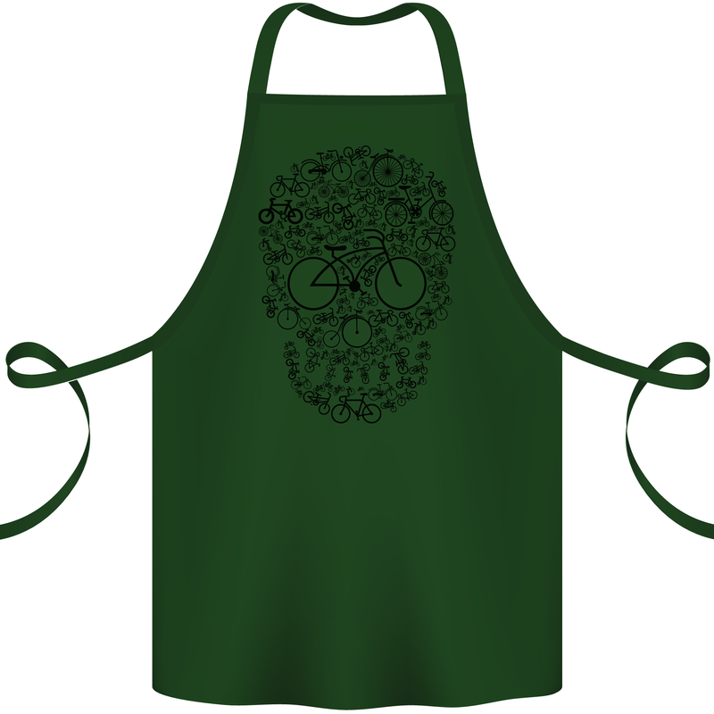 Bicycle Skull Cyclist Funny Cycling  Bike Cotton Apron 100% Organic Forest Green