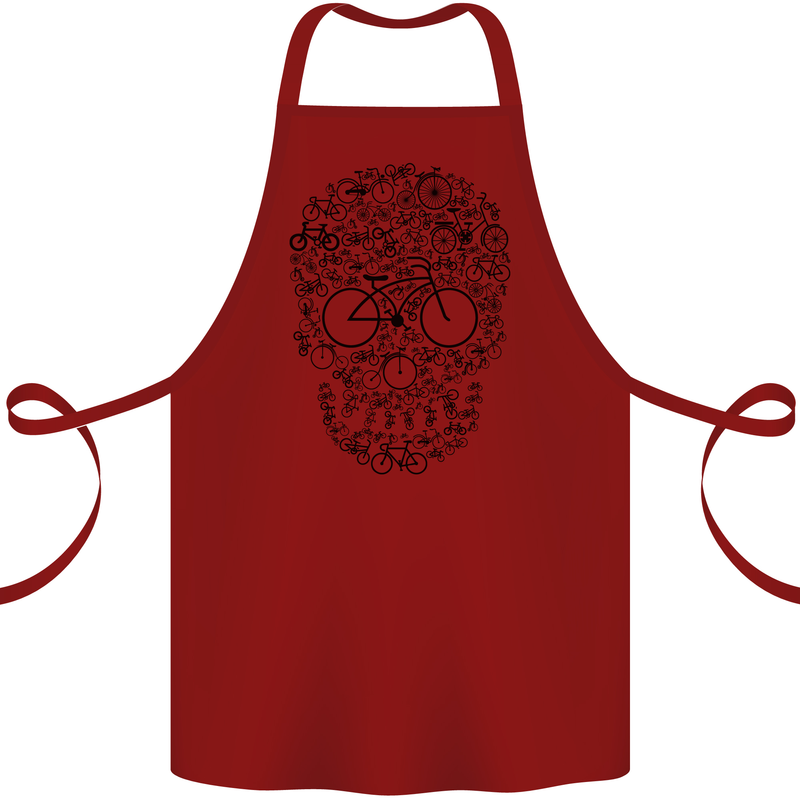 Bicycle Skull Cyclist Funny Cycling  Bike Cotton Apron 100% Organic Maroon