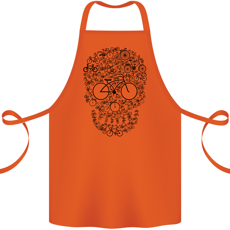 Bicycle Skull Cyclist Funny Cycling  Bike Cotton Apron 100% Organic Orange