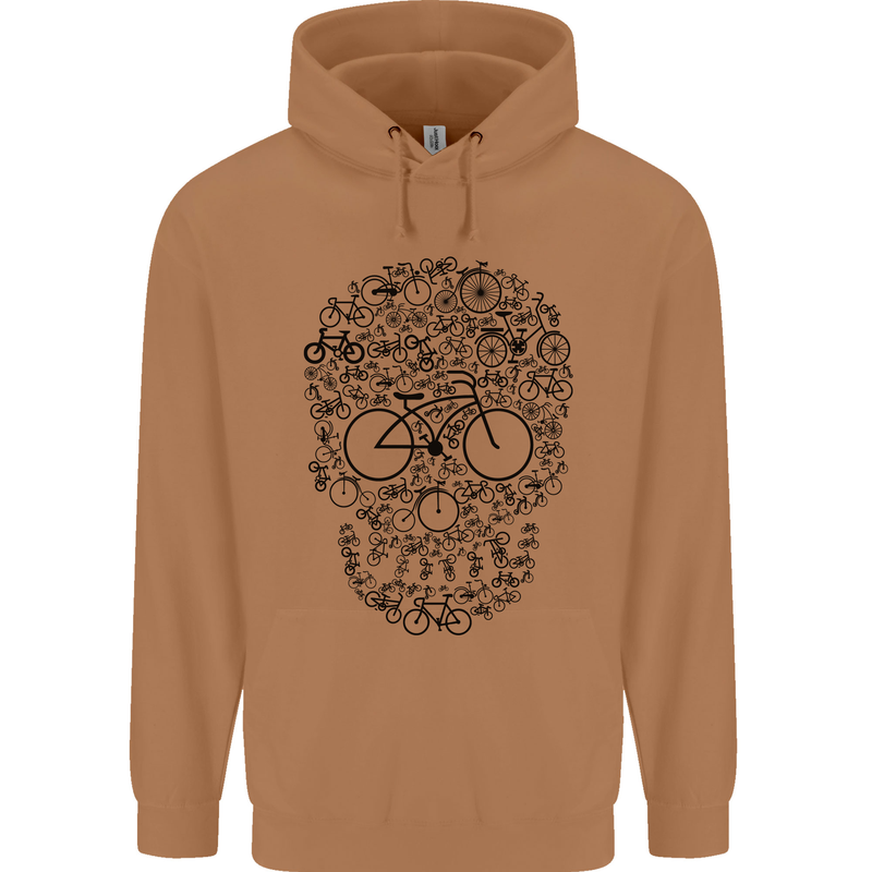 Bicycle Skull Cyclist Funny Cycling  Bike Mens 80% Cotton Hoodie Caramel Latte