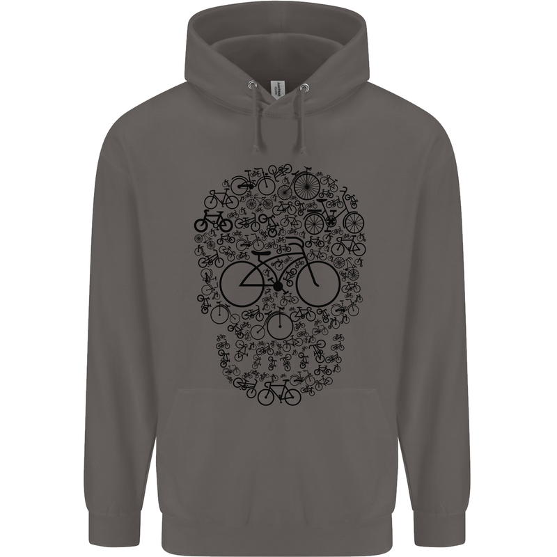 Bicycle Skull Cyclist Funny Cycling  Bike Mens 80% Cotton Hoodie Charcoal