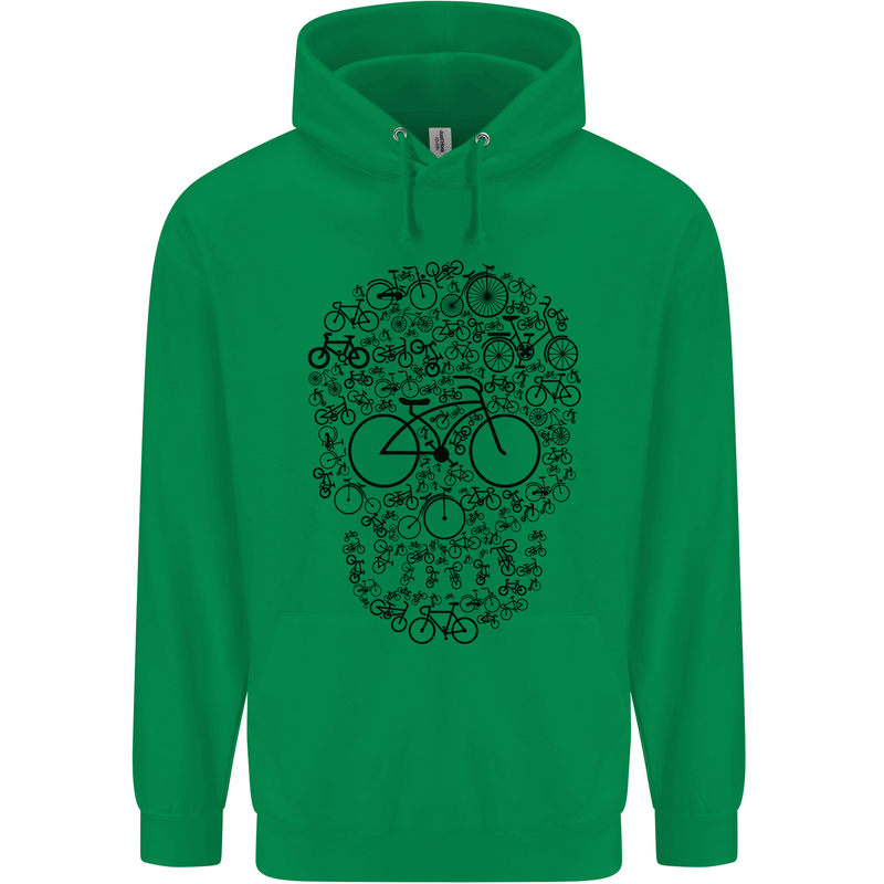 Bicycle Skull Cyclist Funny Cycling  Bike Mens 80% Cotton Hoodie Irish Green