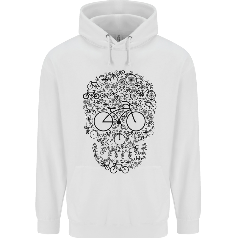 Bicycle Skull Cyclist Funny Cycling  Bike Mens 80% Cotton Hoodie White