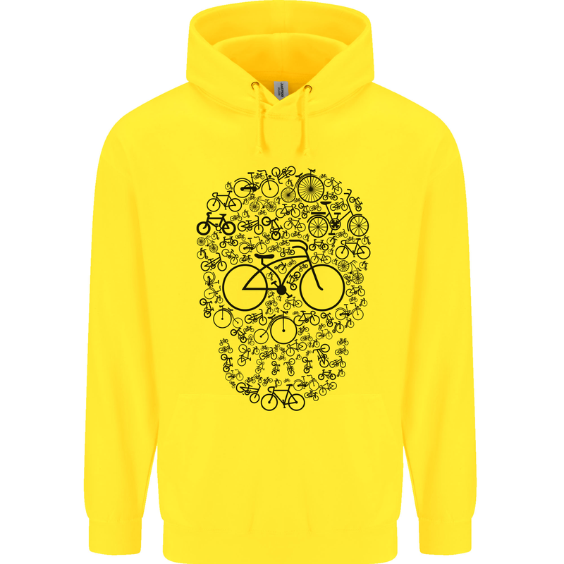 Bicycle Skull Cyclist Funny Cycling  Bike Mens 80% Cotton Hoodie Yellow
