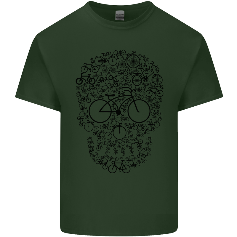 Bicycle Skull Cyclist Funny Cycling  Bike Mens Cotton T-Shirt Tee Top Forest Green