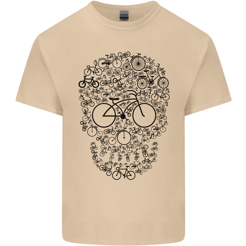 Bicycle Skull Cyclist Funny Cycling  Bike Mens Cotton T-Shirt Tee Top Sand