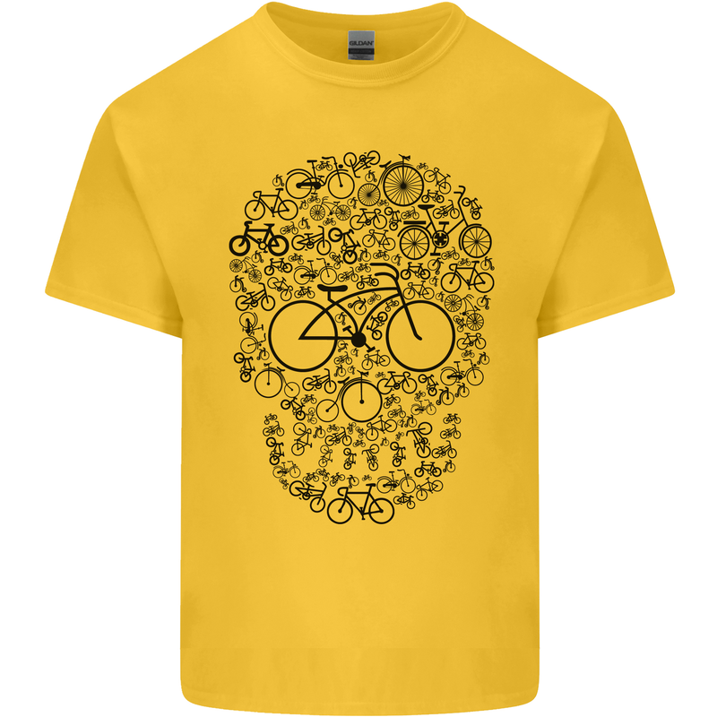 Bicycle Skull Cyclist Funny Cycling  Bike Mens Cotton T-Shirt Tee Top Yellow