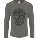 Bicycle Skull Cyclist Funny Cycling  Bike Mens Long Sleeve T-Shirt Charcoal