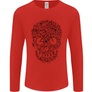 Bicycle Skull Cyclist Funny Cycling  Bike Mens Long Sleeve T-Shirt Red