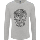 Bicycle Skull Cyclist Funny Cycling  Bike Mens Long Sleeve T-Shirt Sports Grey