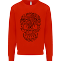 Bicycle Skull Cyclist Funny Cycling  Bike Mens Sweatshirt Jumper Bright Red