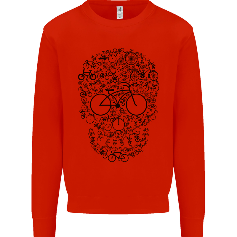 Bicycle Skull Cyclist Funny Cycling  Bike Mens Sweatshirt Jumper Bright Red