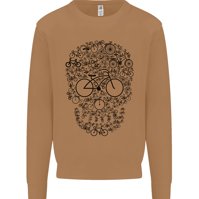 Bicycle Skull Cyclist Funny Cycling  Bike Mens Sweatshirt Jumper Caramel Latte