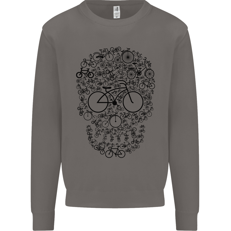 Bicycle Skull Cyclist Funny Cycling  Bike Mens Sweatshirt Jumper Charcoal