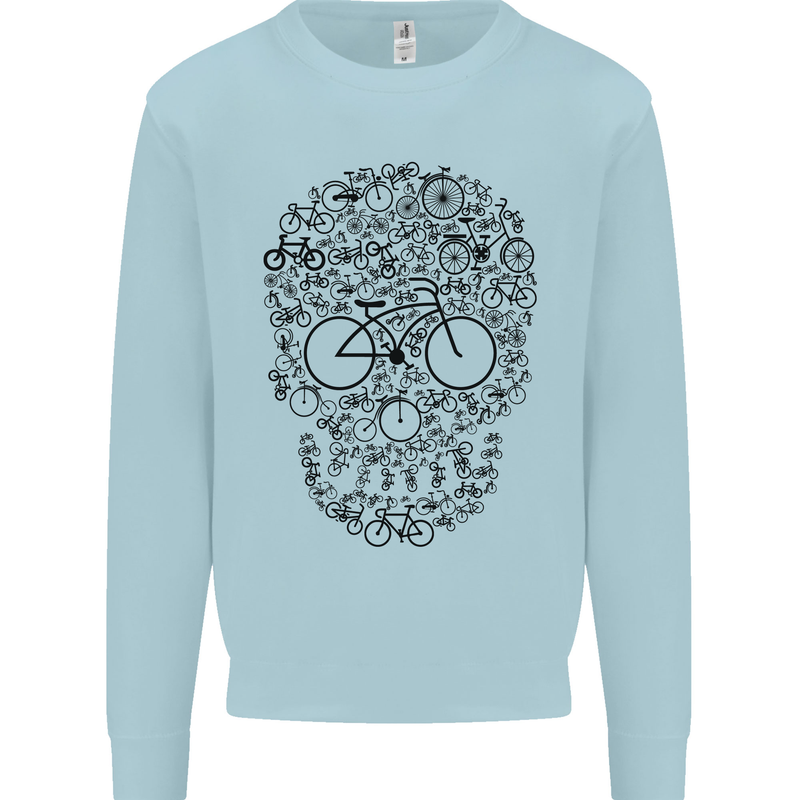 Bicycle Skull Cyclist Funny Cycling  Bike Mens Sweatshirt Jumper Light Blue