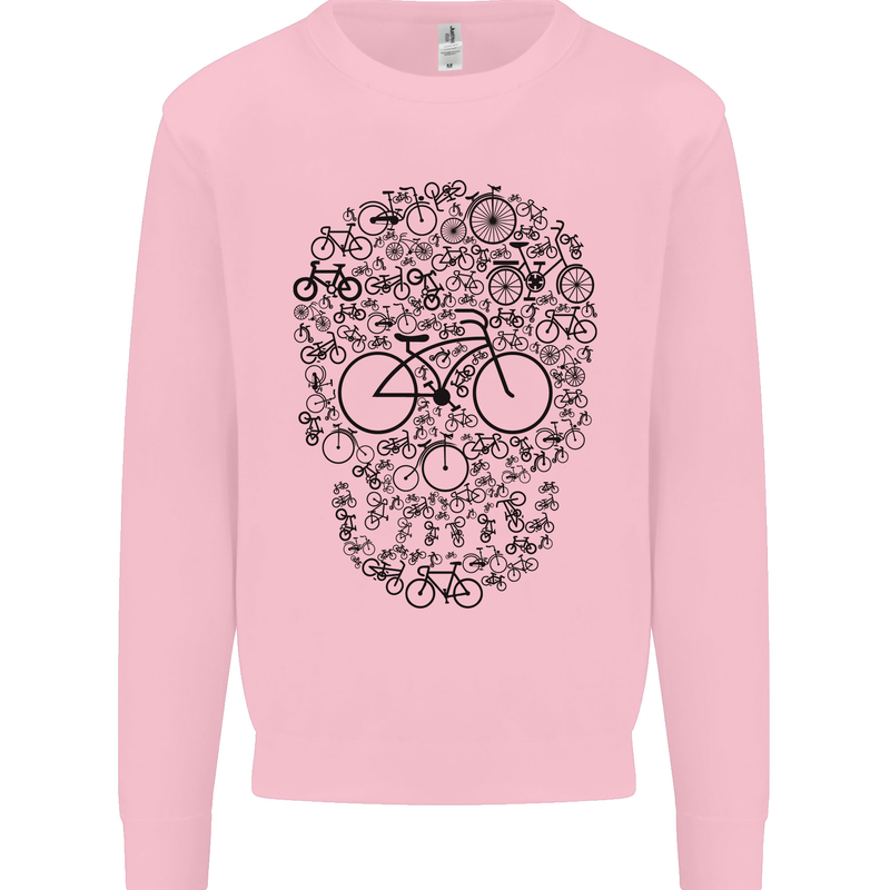 Bicycle Skull Cyclist Funny Cycling  Bike Mens Sweatshirt Jumper Light Pink