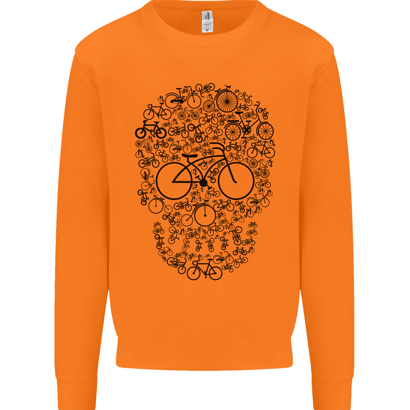 Bicycle Skull Cyclist Funny Cycling  Bike Mens Sweatshirt Jumper Orange