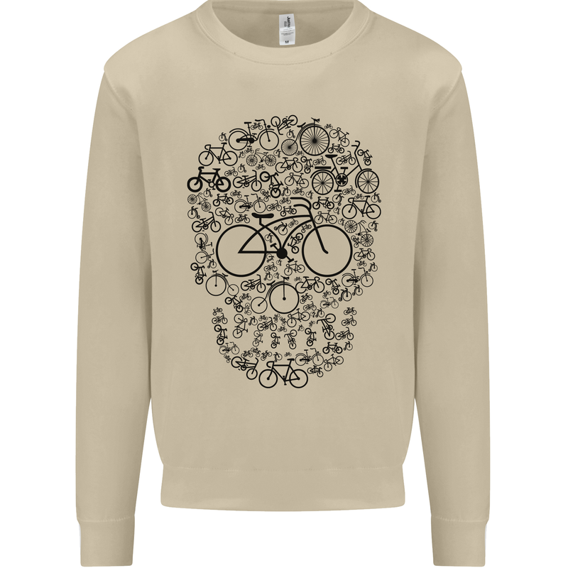 Bicycle Skull Cyclist Funny Cycling  Bike Mens Sweatshirt Jumper Sand