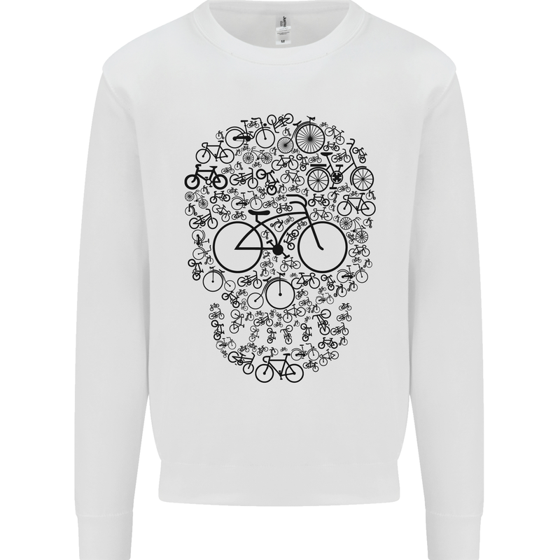 Bicycle Skull Cyclist Funny Cycling  Bike Mens Sweatshirt Jumper White