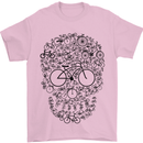 Bicycle Skull Cyclist Funny Cycling  Bike Mens T-Shirt Cotton Gildan Light Pink