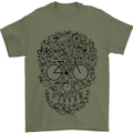 Bicycle Skull Cyclist Funny Cycling  Bike Mens T-Shirt Cotton Gildan Military Green