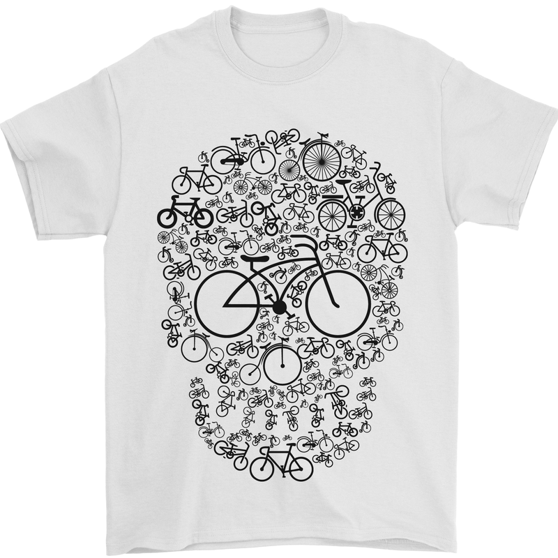 Bicycle Skull Cyclist Funny Cycling  Bike Mens T-Shirt Cotton Gildan White