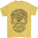 Bicycle Skull Cyclist Funny Cycling  Bike Mens T-Shirt Cotton Gildan Yellow