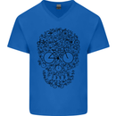 Bicycle Skull Cyclist Funny Cycling  Bike Mens V-Neck Cotton T-Shirt Royal Blue