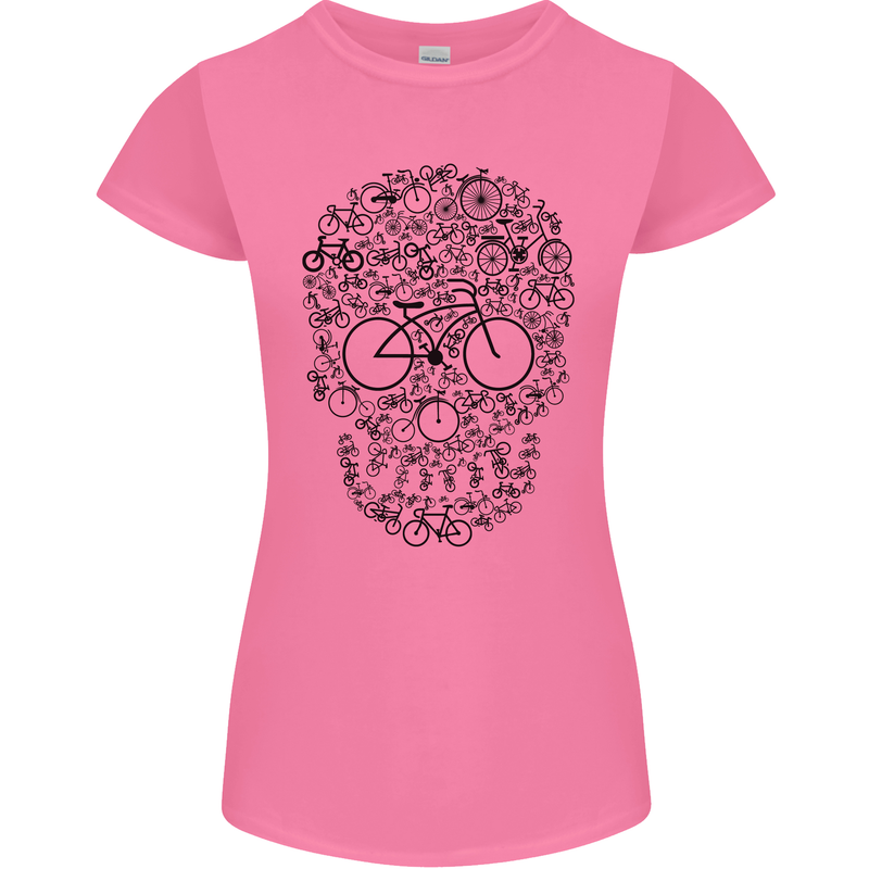 Bicycle Skull Cyclist Funny Cycling  Bike Womens Petite Cut T-Shirt Azalea