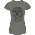 Bicycle Skull Cyclist Funny Cycling  Bike Womens Petite Cut T-Shirt Charcoal