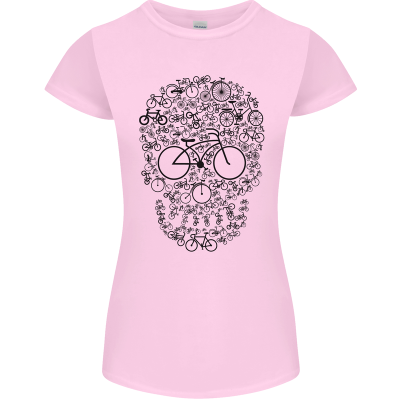 Bicycle Skull Cyclist Funny Cycling  Bike Womens Petite Cut T-Shirt Light Pink