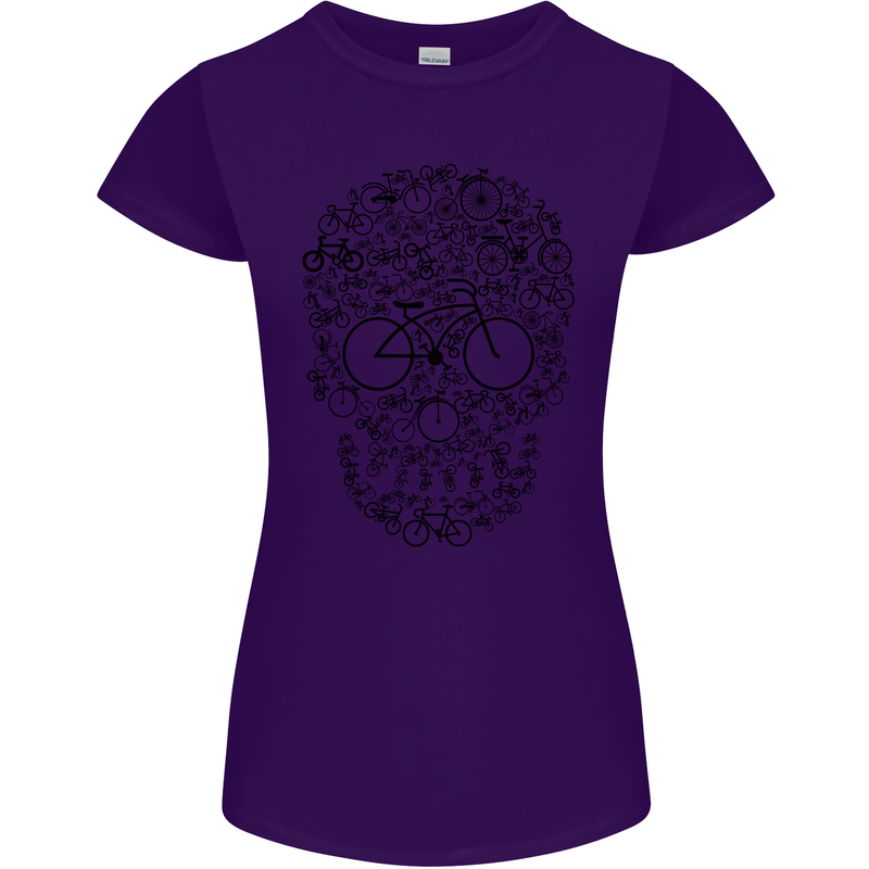 Bicycle Skull Cyclist Funny Cycling  Bike Womens Petite Cut T-Shirt Purple