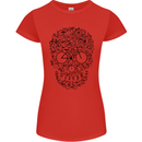 Bicycle Skull Cyclist Funny Cycling  Bike Womens Petite Cut T-Shirt Red