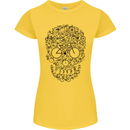 Bicycle Skull Cyclist Funny Cycling  Bike Womens Petite Cut T-Shirt Yellow