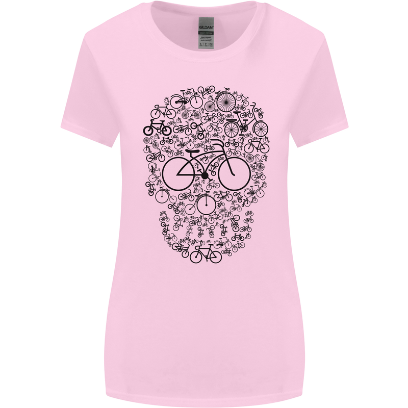 Bicycle Skull Cyclist Funny Cycling  Bike Womens Wider Cut T-Shirt Light Pink