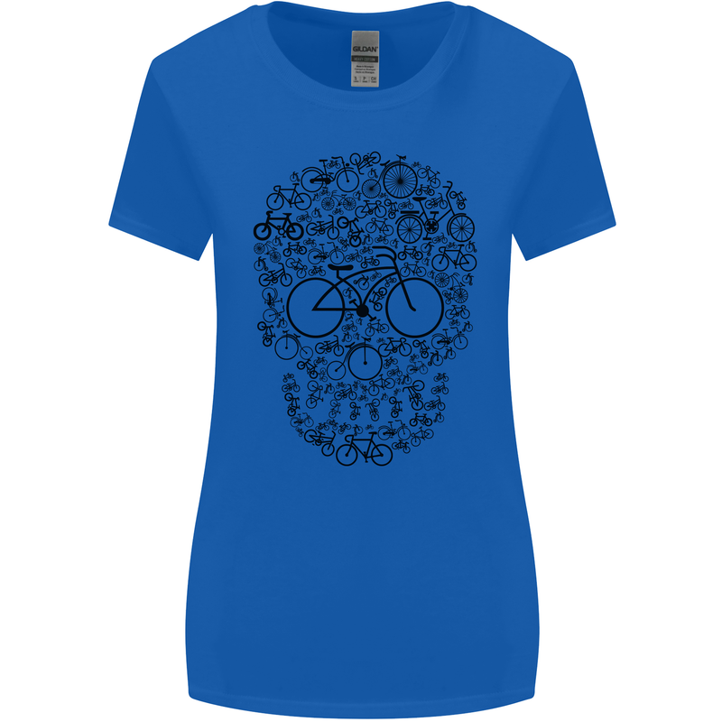 Bicycle Skull Cyclist Funny Cycling  Bike Womens Wider Cut T-Shirt Royal Blue