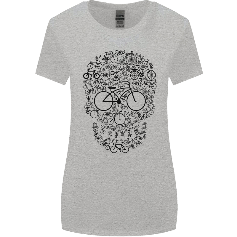 Bicycle Skull Cyclist Funny Cycling  Bike Womens Wider Cut T-Shirt Sports Grey