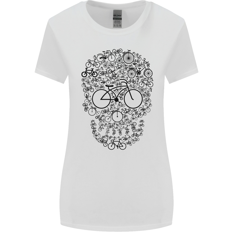 Bicycle Skull Cyclist Funny Cycling  Bike Womens Wider Cut T-Shirt White