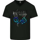 Bicyle Reflection Cycling Cyclist Bike Mens V-Neck Cotton T-Shirt Black