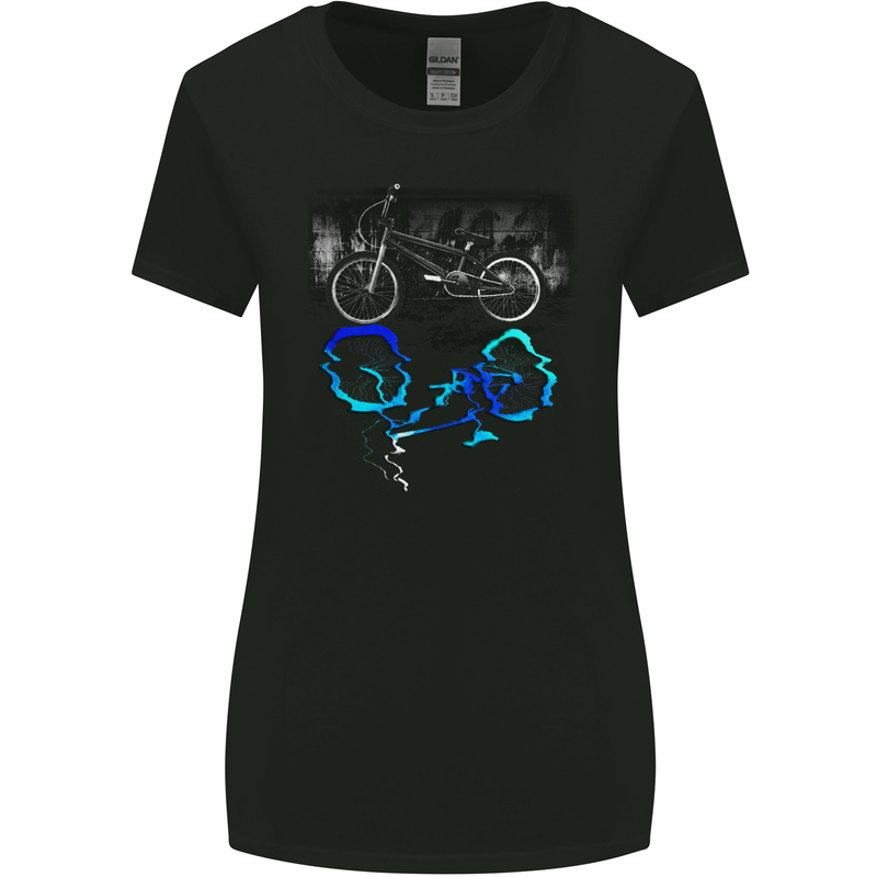 Bicyle Reflection Cycling Cyclist Bike Womens Wider Cut T-Shirt Black