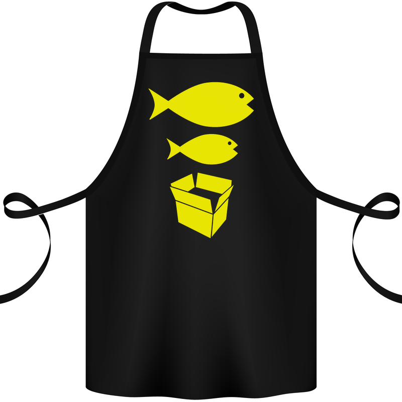 Big Fish Little Fish Cardboard Box Music Cotton Apron 100% Organic Black