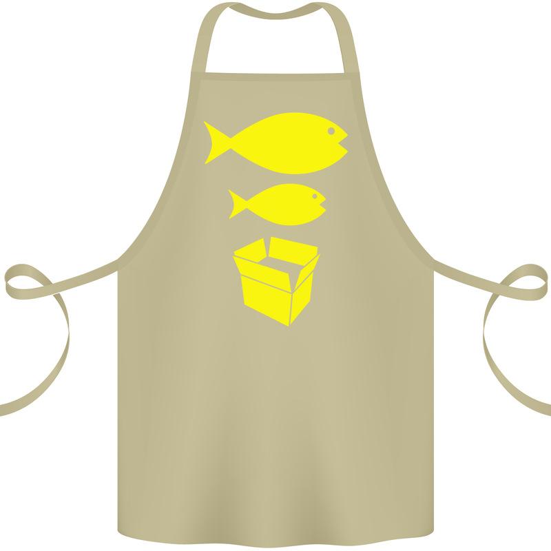 Big Fish Little Fish Cardboard Box Music Cotton Apron 100% Organic Khaki