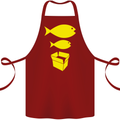 Big Fish Little Fish Cardboard Box Music Cotton Apron 100% Organic Maroon