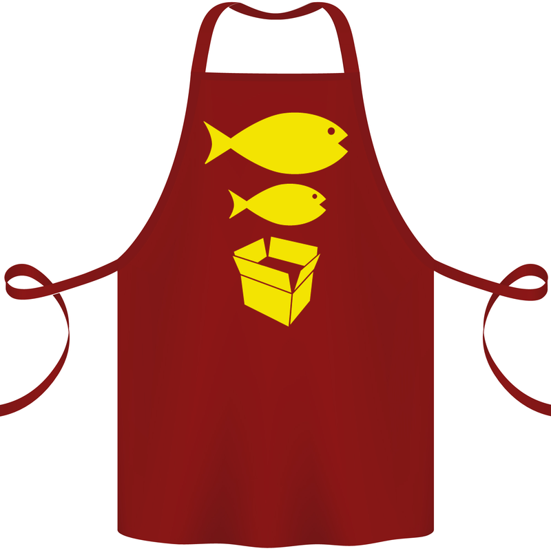 Big Fish Little Fish Cardboard Box Music Cotton Apron 100% Organic Maroon