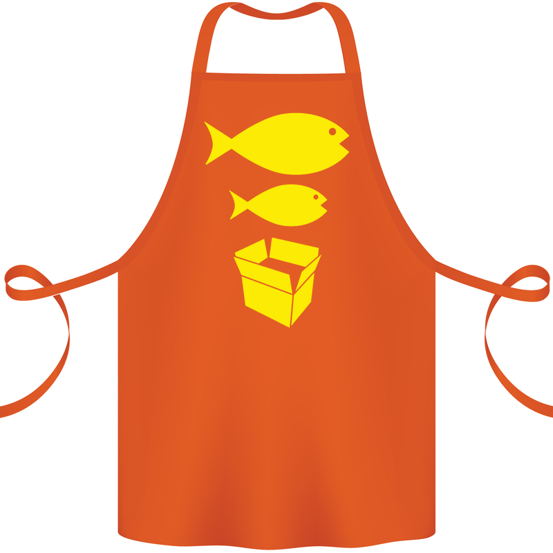 Big Fish Little Fish Cardboard Box Music Cotton Apron 100% Organic Orange